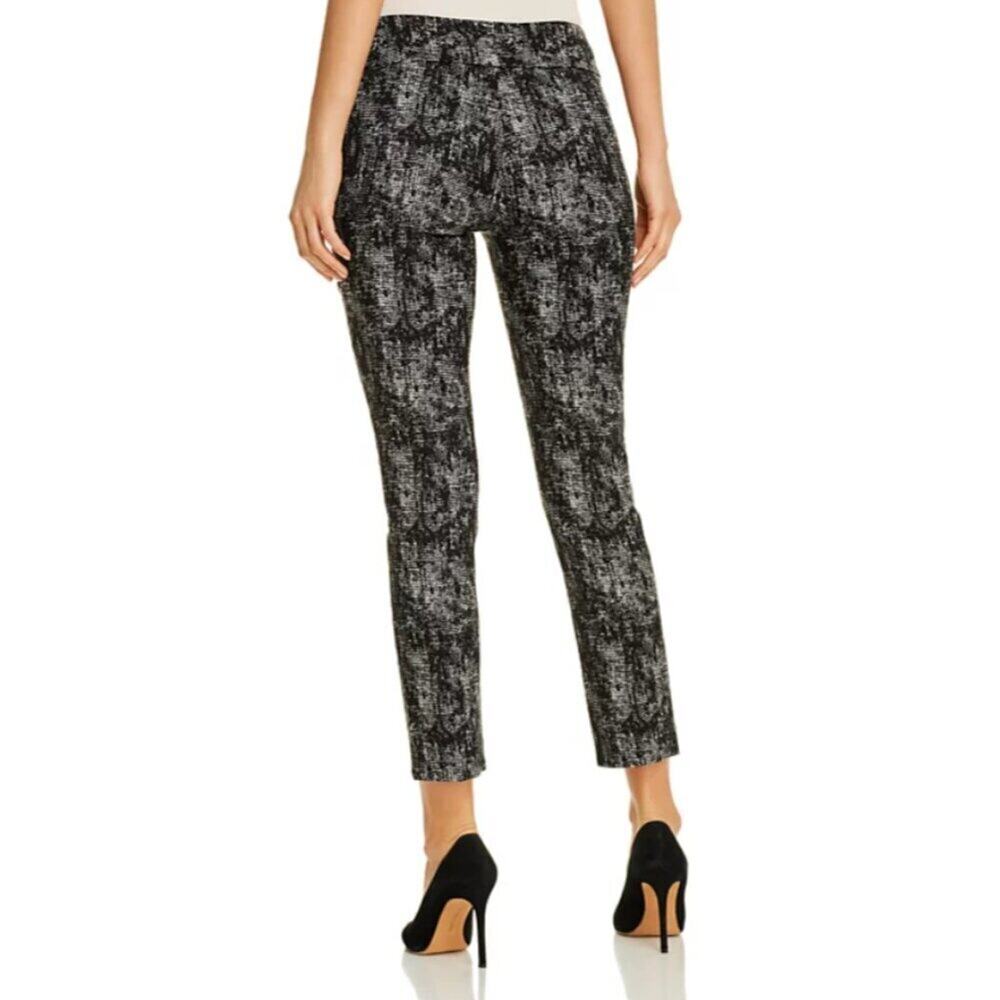 NWT NIC+ZOE Black White Abstract Pull-On Knit Pants Ankle Size 6